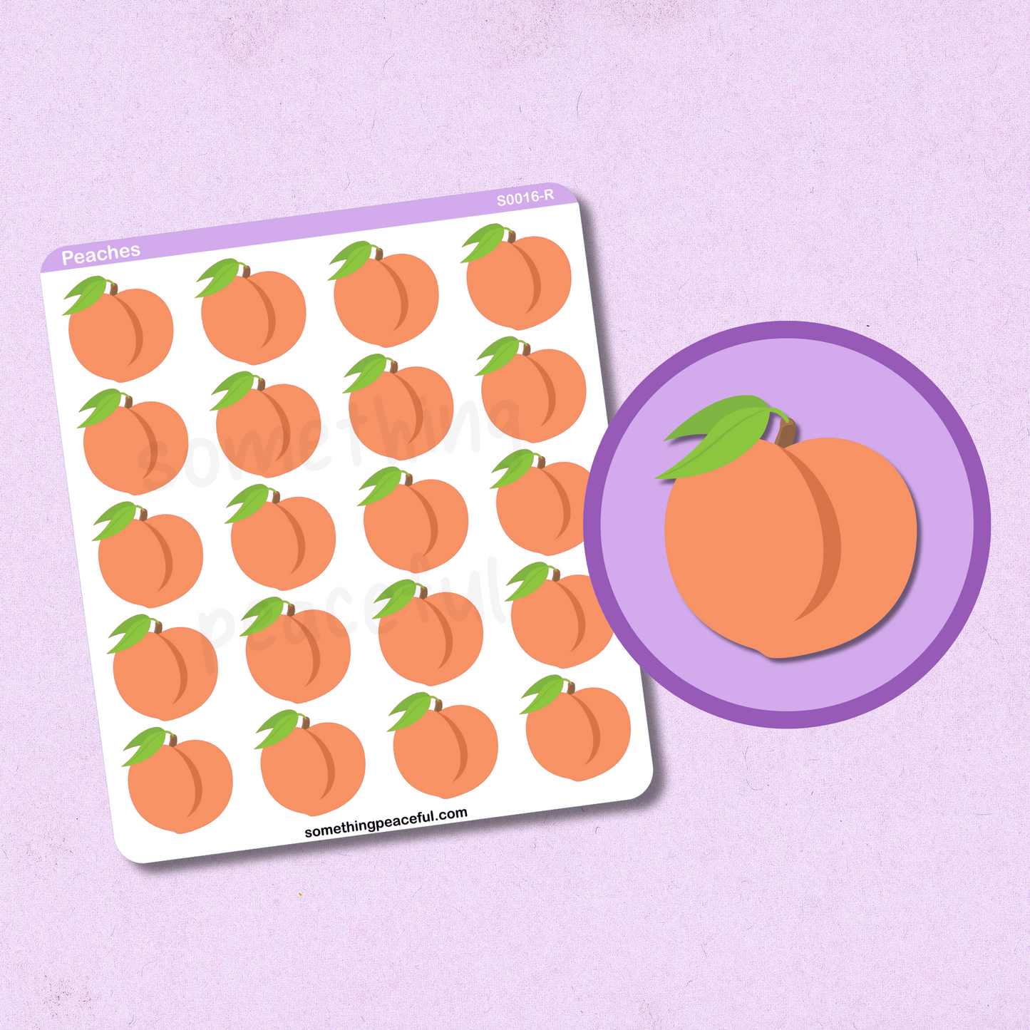 Peach Icons Stickers Sheet