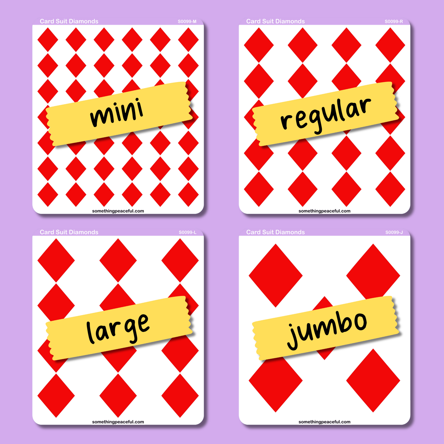 Diamond Card Suit Icons Sticker Sheet