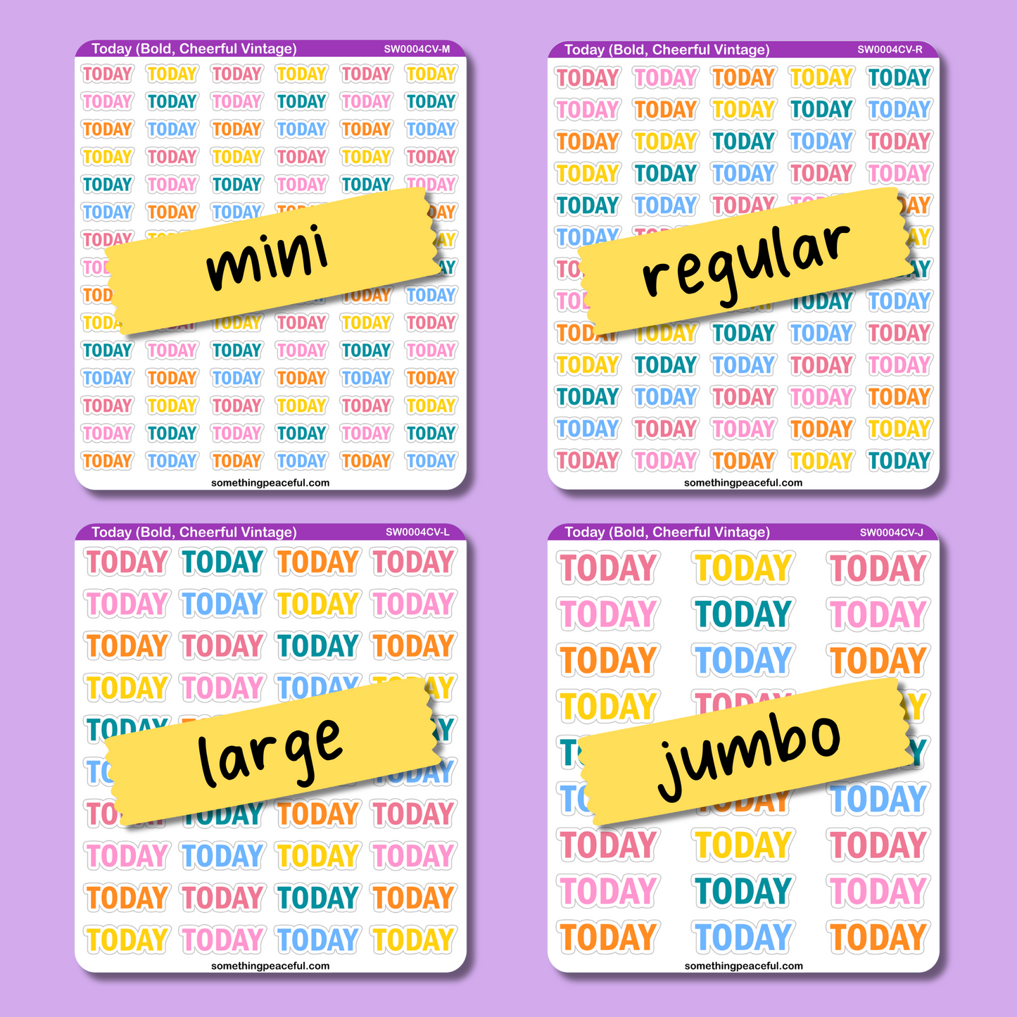 Today Bold Text Sticker Sheet - Customizable