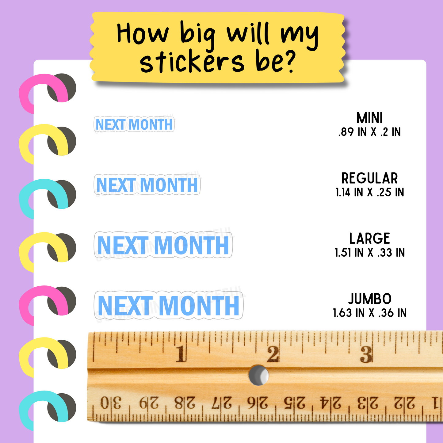 Next Month Bold Text Sticker Sheet - Customizable
