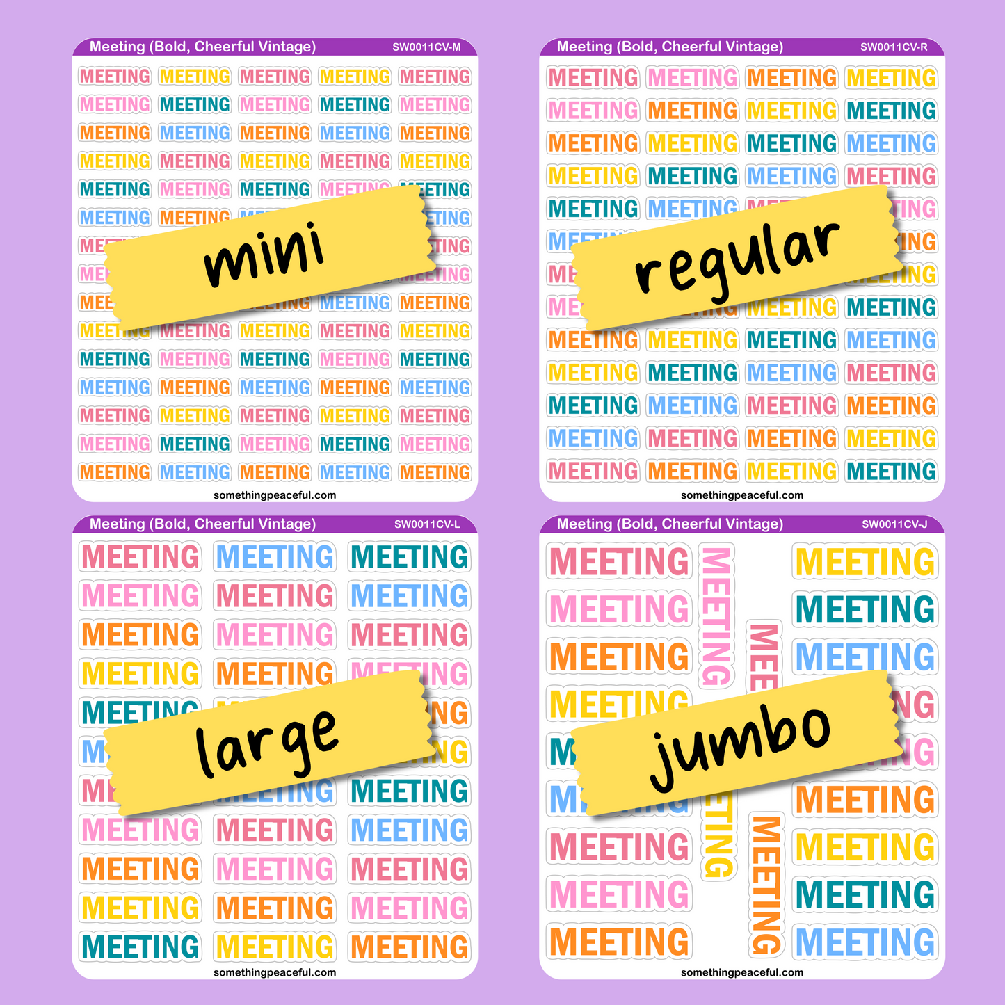 Meeting Bold Text Sticker Sheet - Customizable