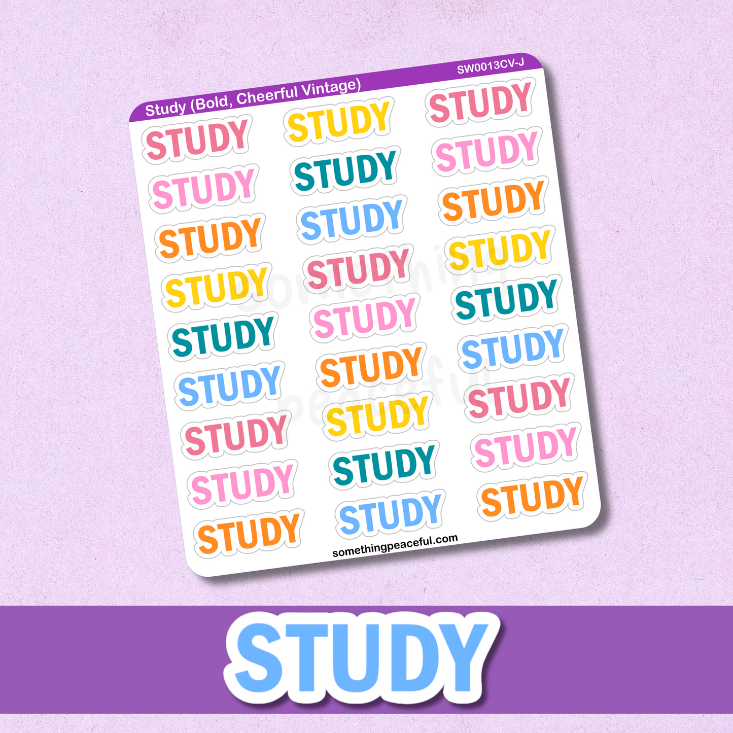 Study Bold Text Sticker Sheet - Customizable
