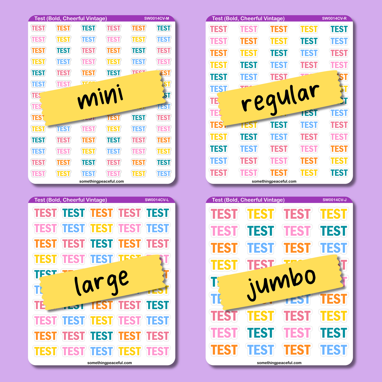 Test Bold Text Sticker Sheet - Customizable
