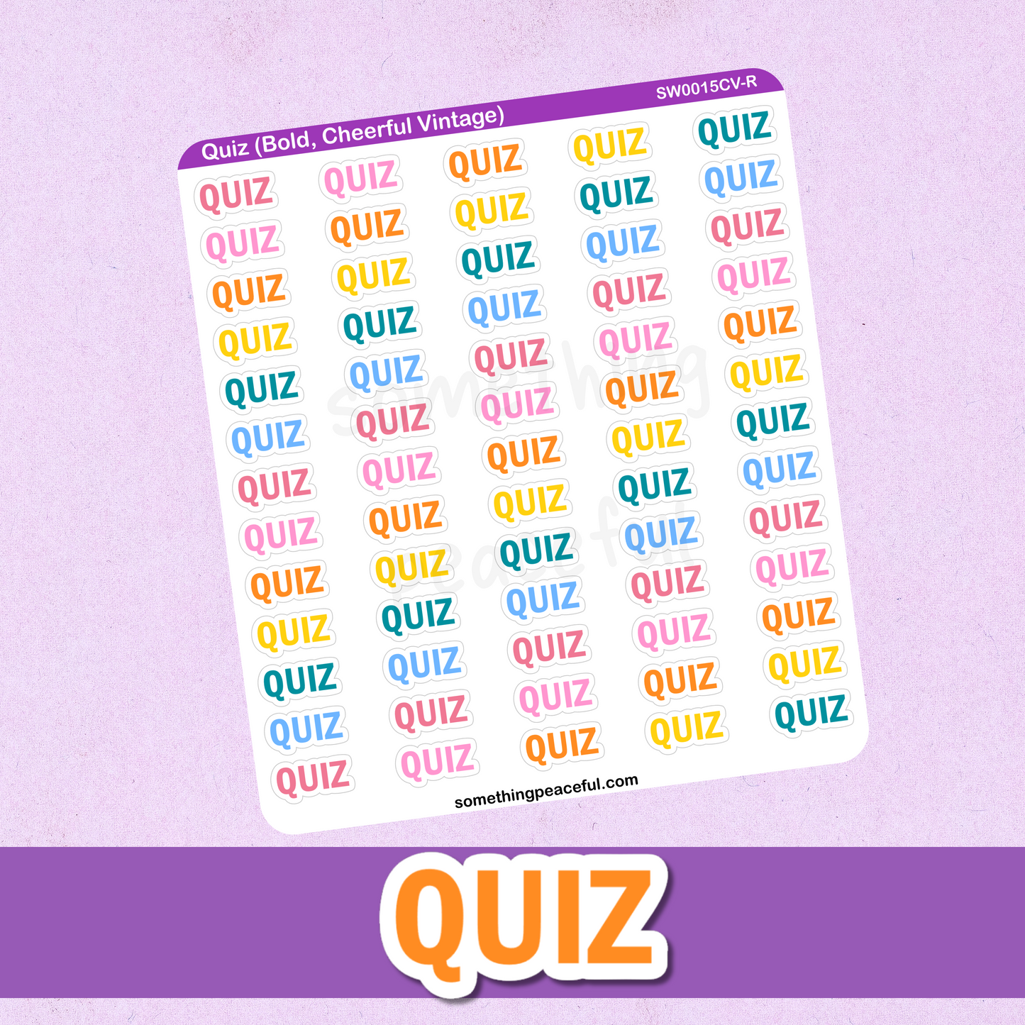 Quiz Bold Text Sticker Sheet - Customizable