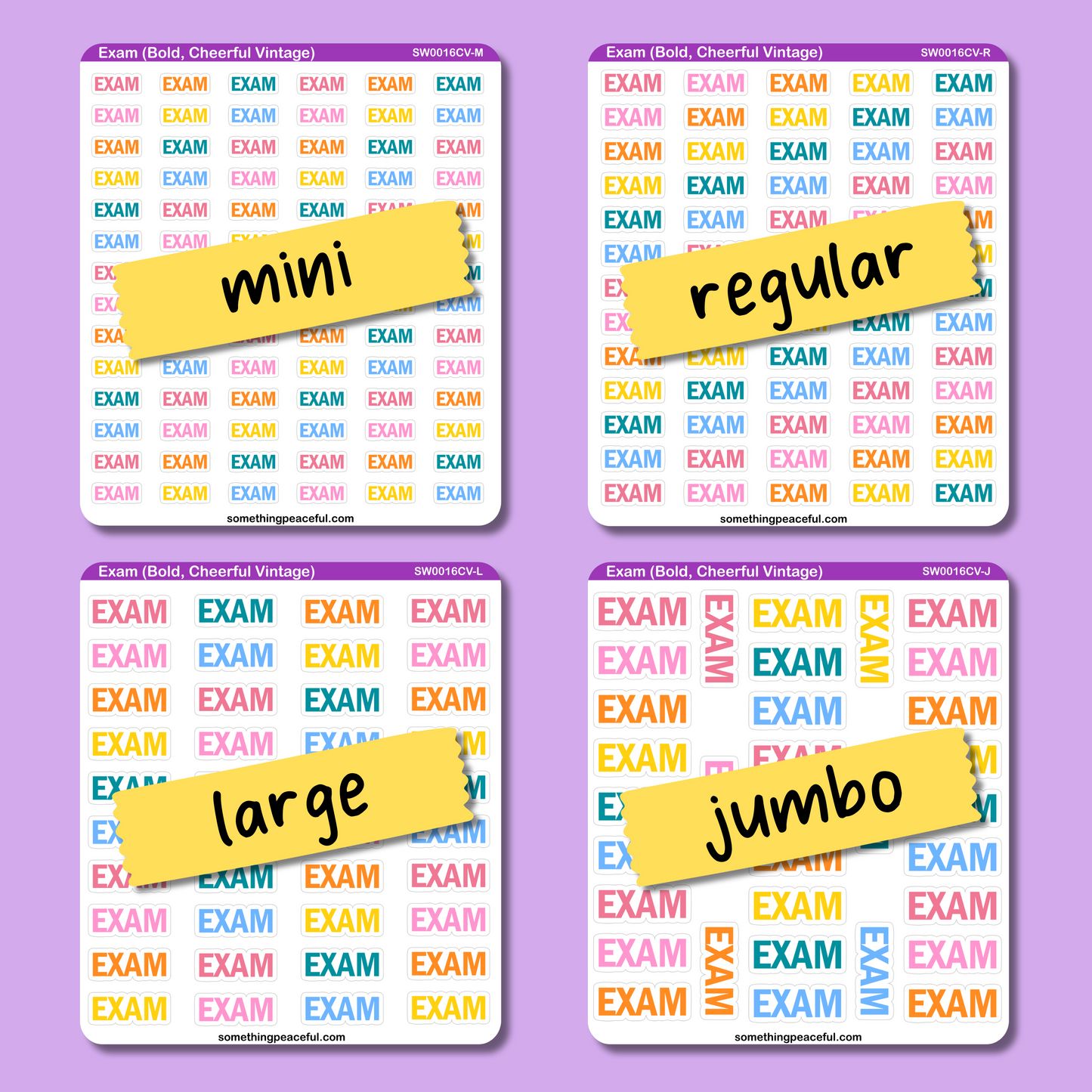 Exam Bold Text Sticker Sheet - Customizable