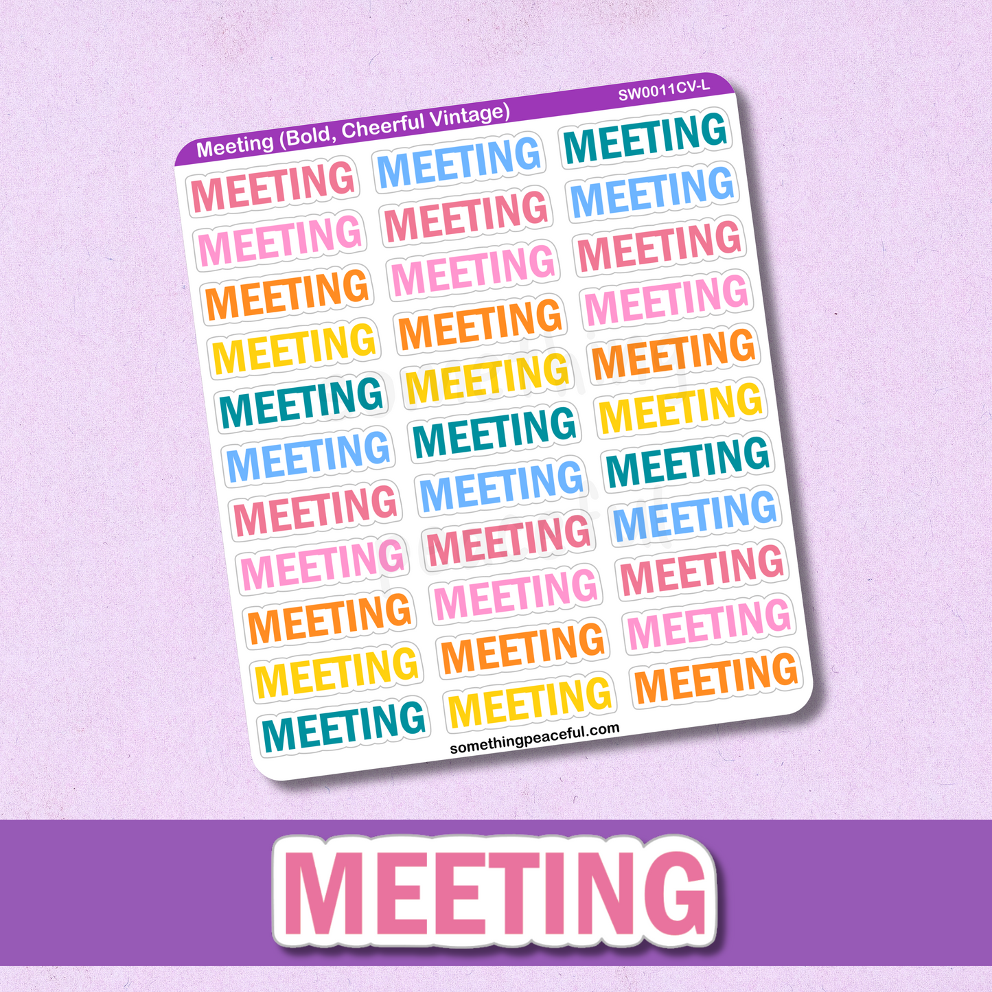 Meeting Bold Text Sticker Sheet - Customizable