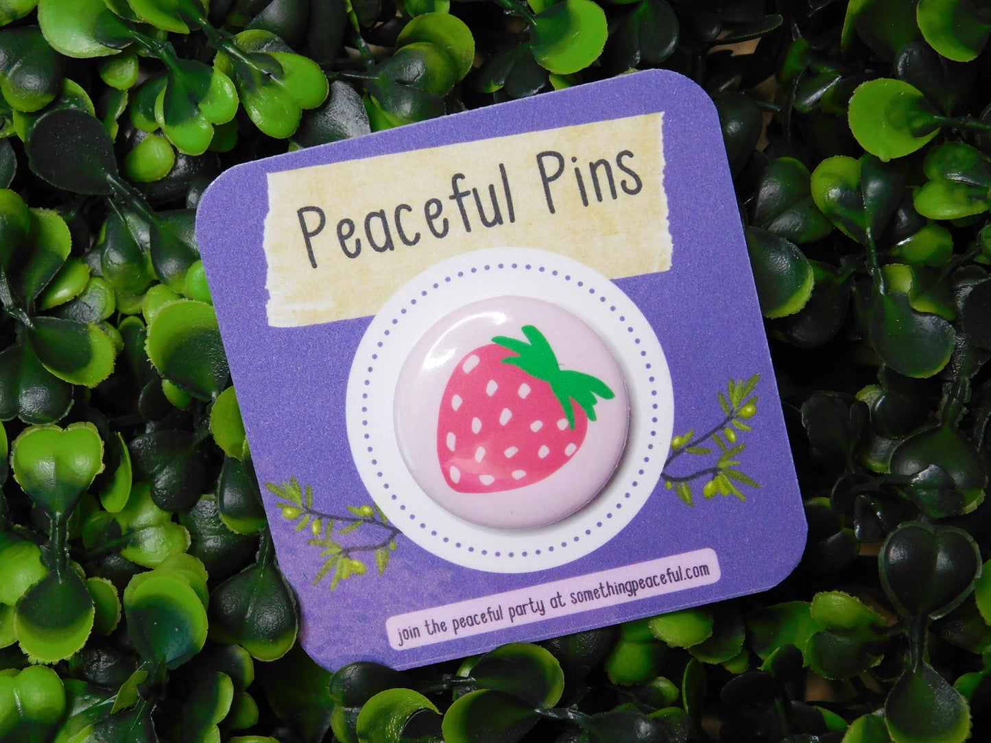 Pink Strawberry Doodle Pinback Button