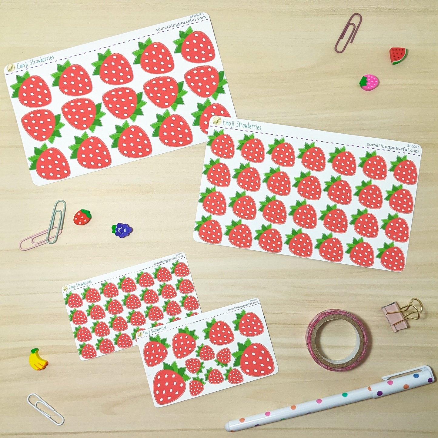 Strawberry Emoji Sticker Sheet