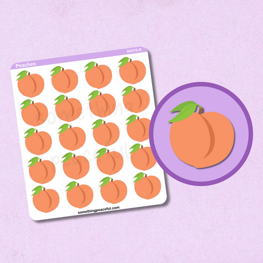 Peach Icons Stickers Sheet
