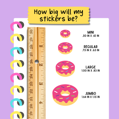 Pink Doughnut Icons Sticker Sheet
