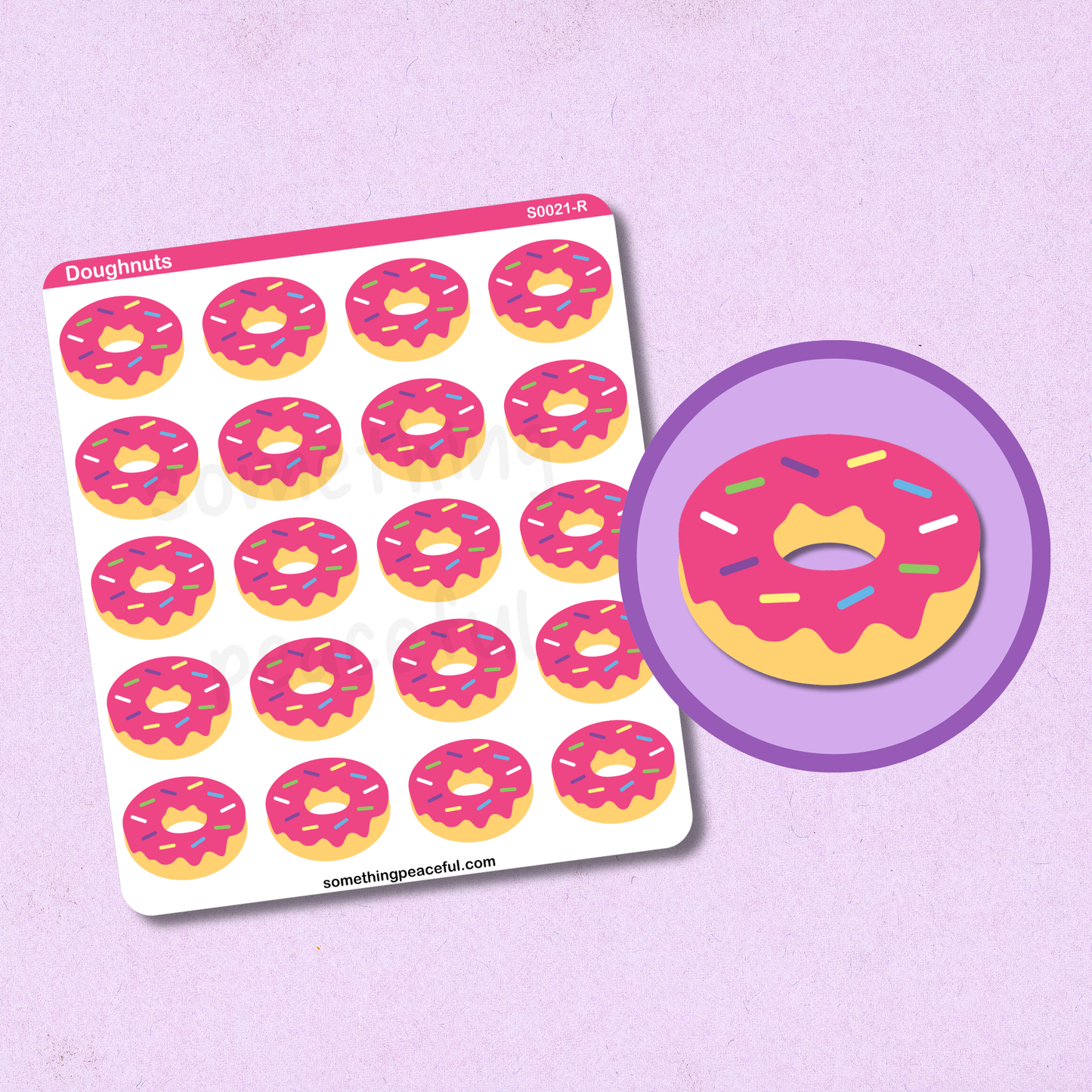 Pink Doughnut Icons Sticker Sheet