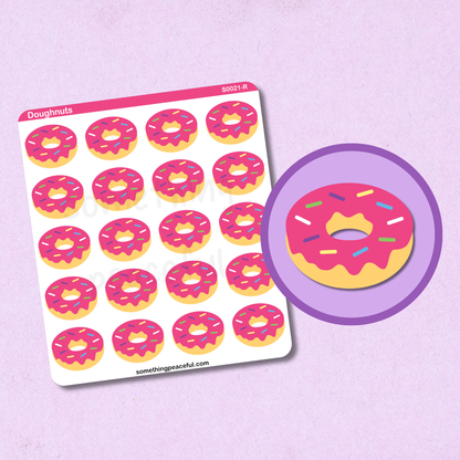 Pink Doughnut Icons Sticker Sheet