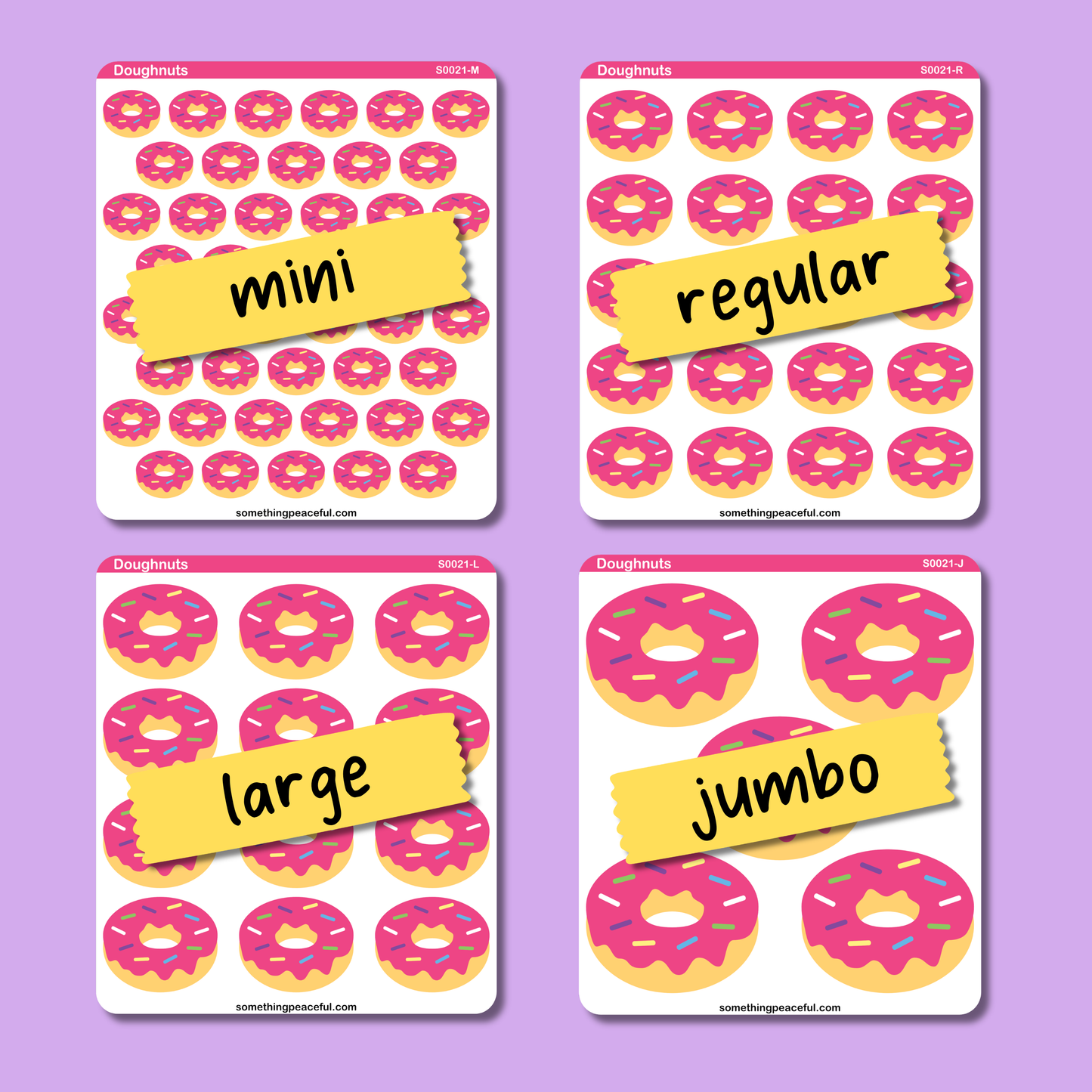 Pink Doughnut Icons Sticker Sheet