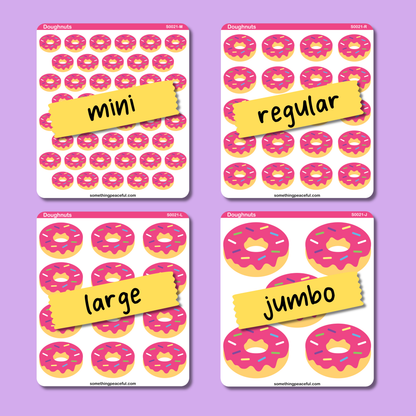 Pink Doughnut Icons Sticker Sheet