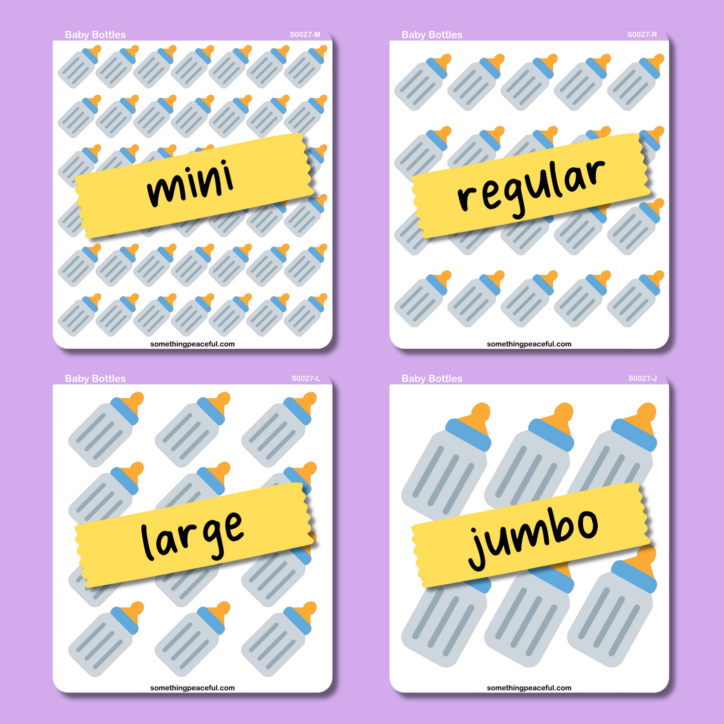 Baby Bottle Icons Sticker Sheet