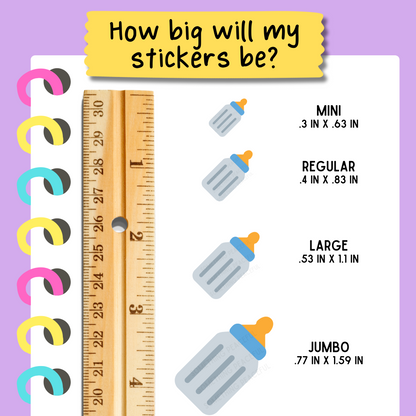 Baby Bottle Icons Sticker Sheet