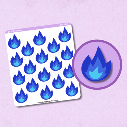 Blue Flame Icons Sticker Sheet