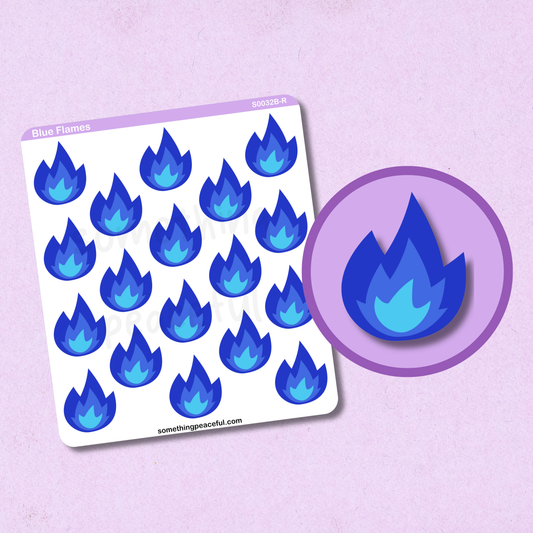 Blue Flame Icons Sticker Sheet