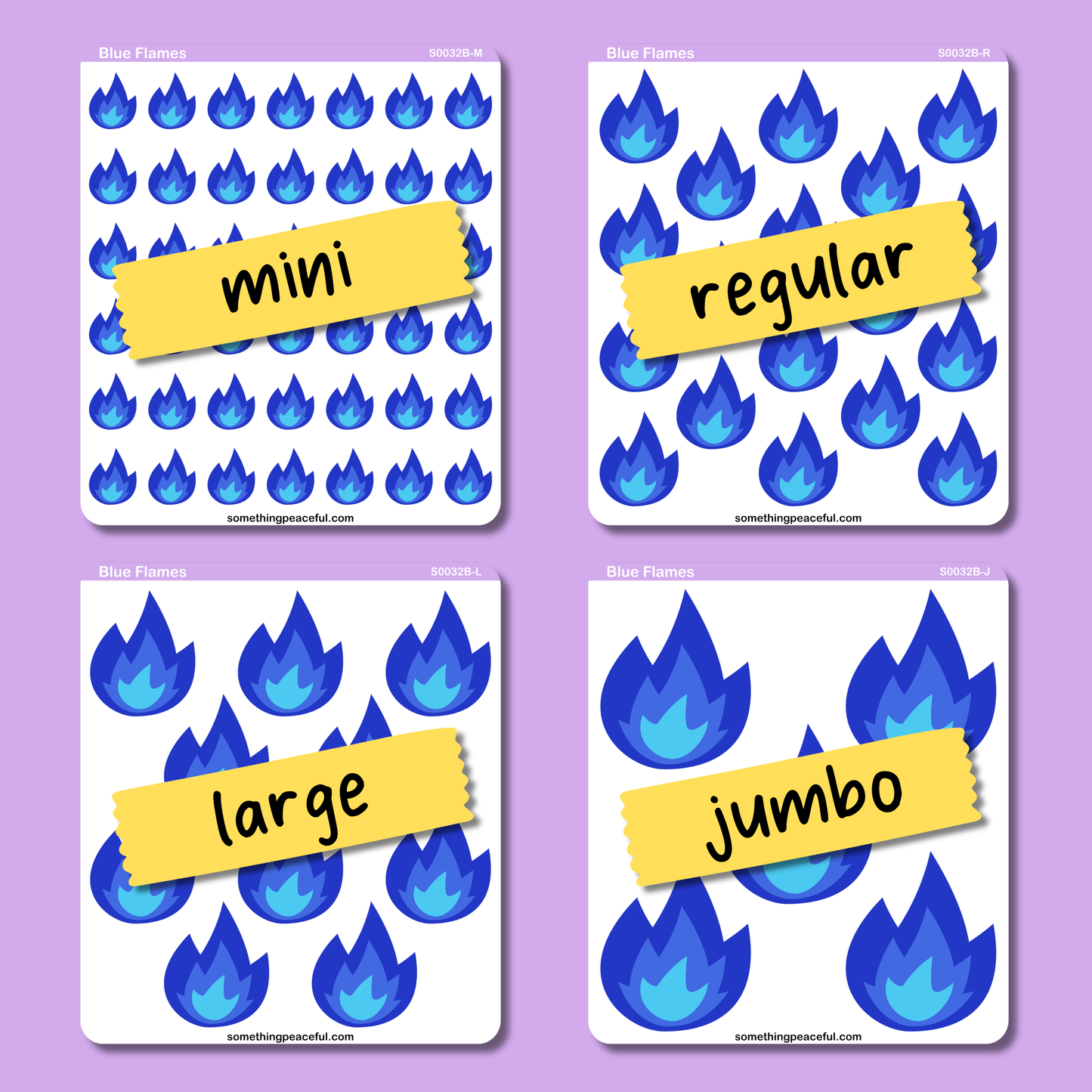 Blue Flame Icons Sticker Sheet
