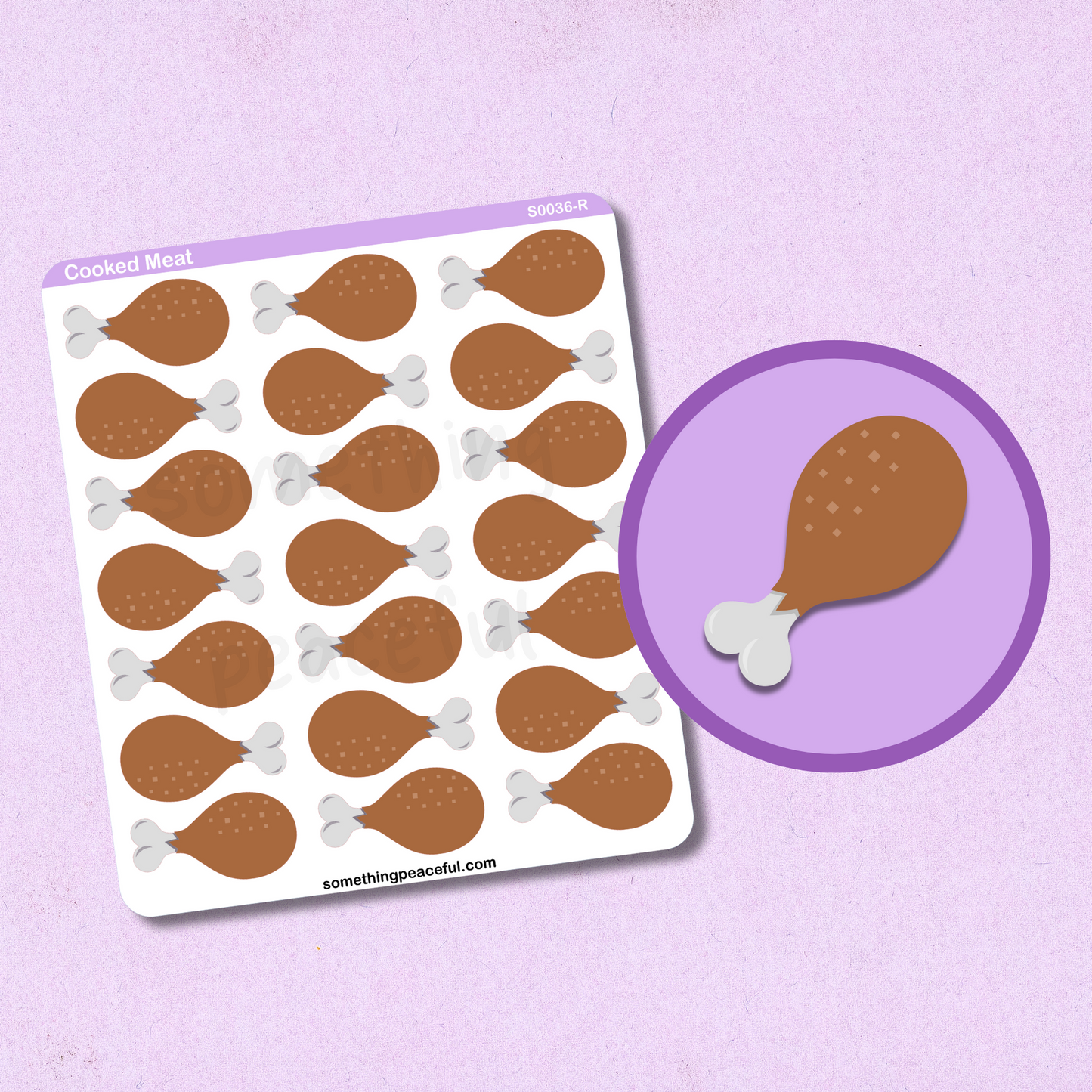 Cooked Meat Icons Sticker Sheet