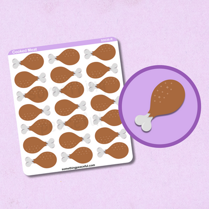 Cooked Meat Icons Sticker Sheet