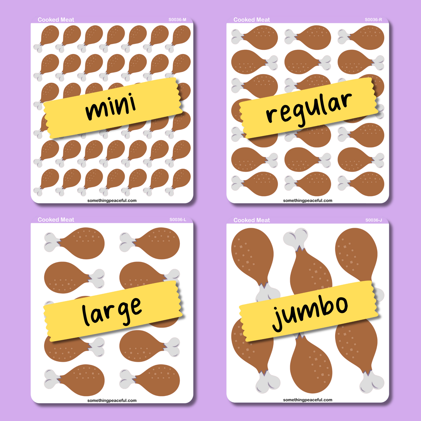Cooked Meat Icons Sticker Sheet