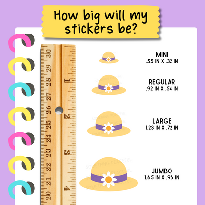 Garden Hat Icons Sticker Sheet