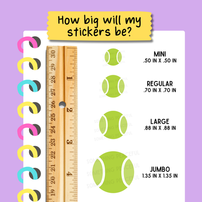 Tennis Ball Icons Sticker Sheet