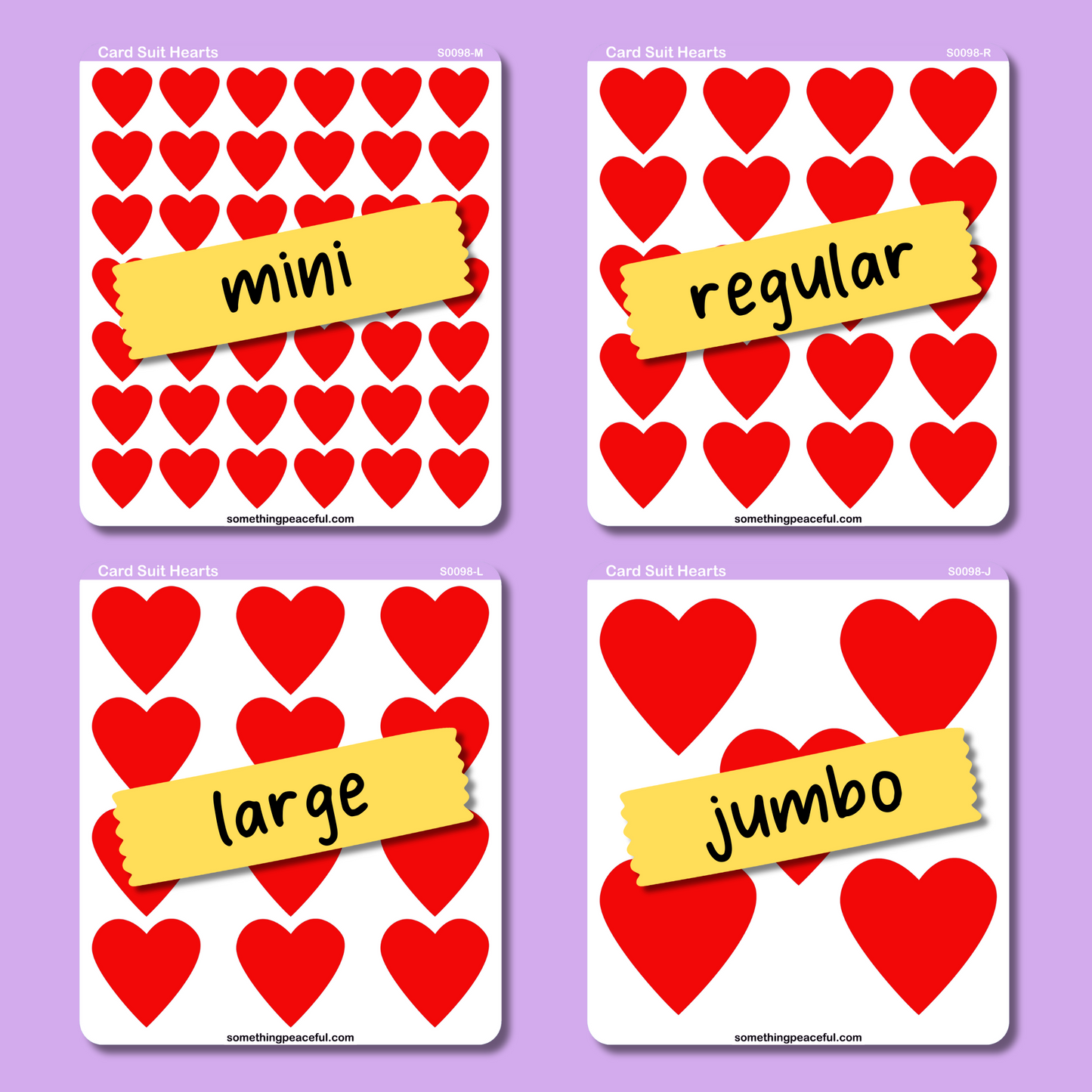 Heart Card Suit Icons Sticker Sheet