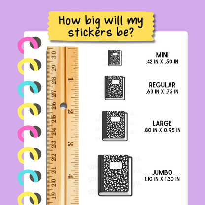 Composition Book Icons Sticker Sheet