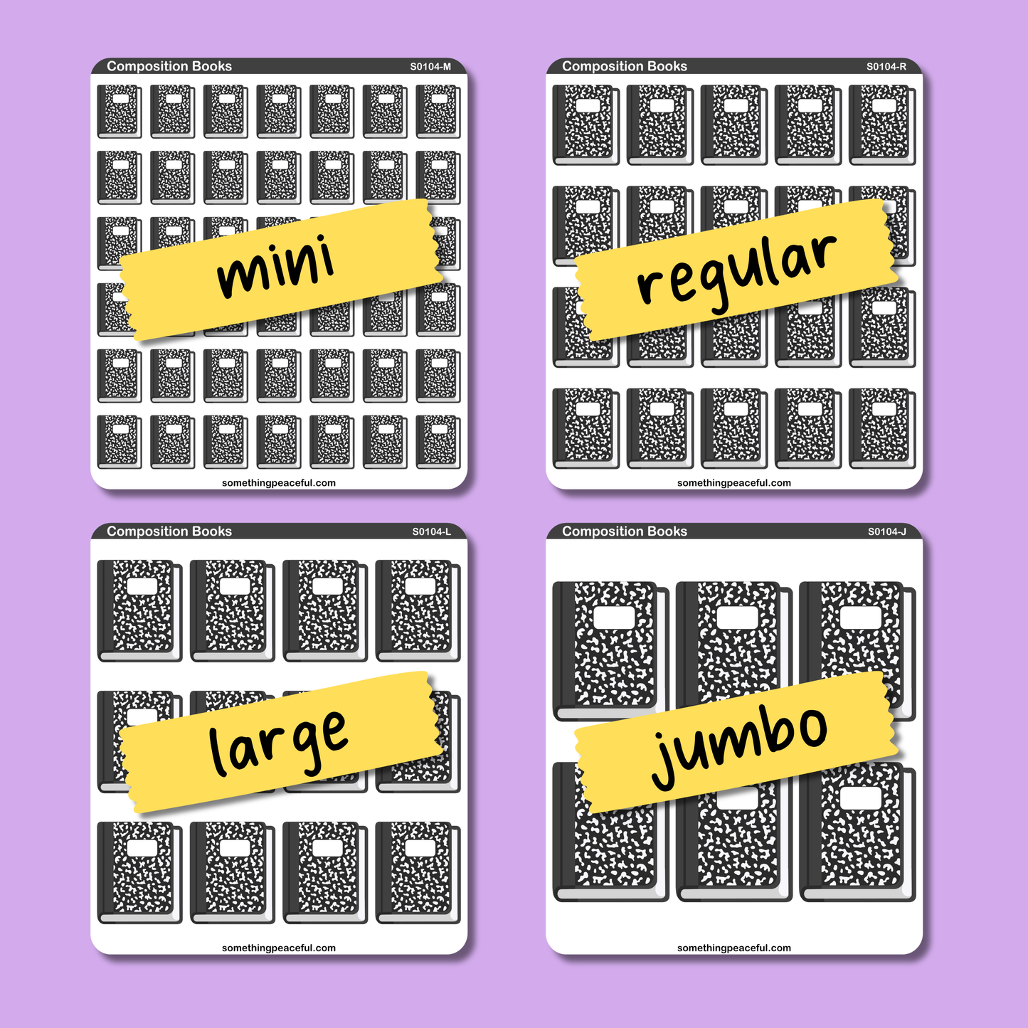 Composition Book Icons Sticker Sheet