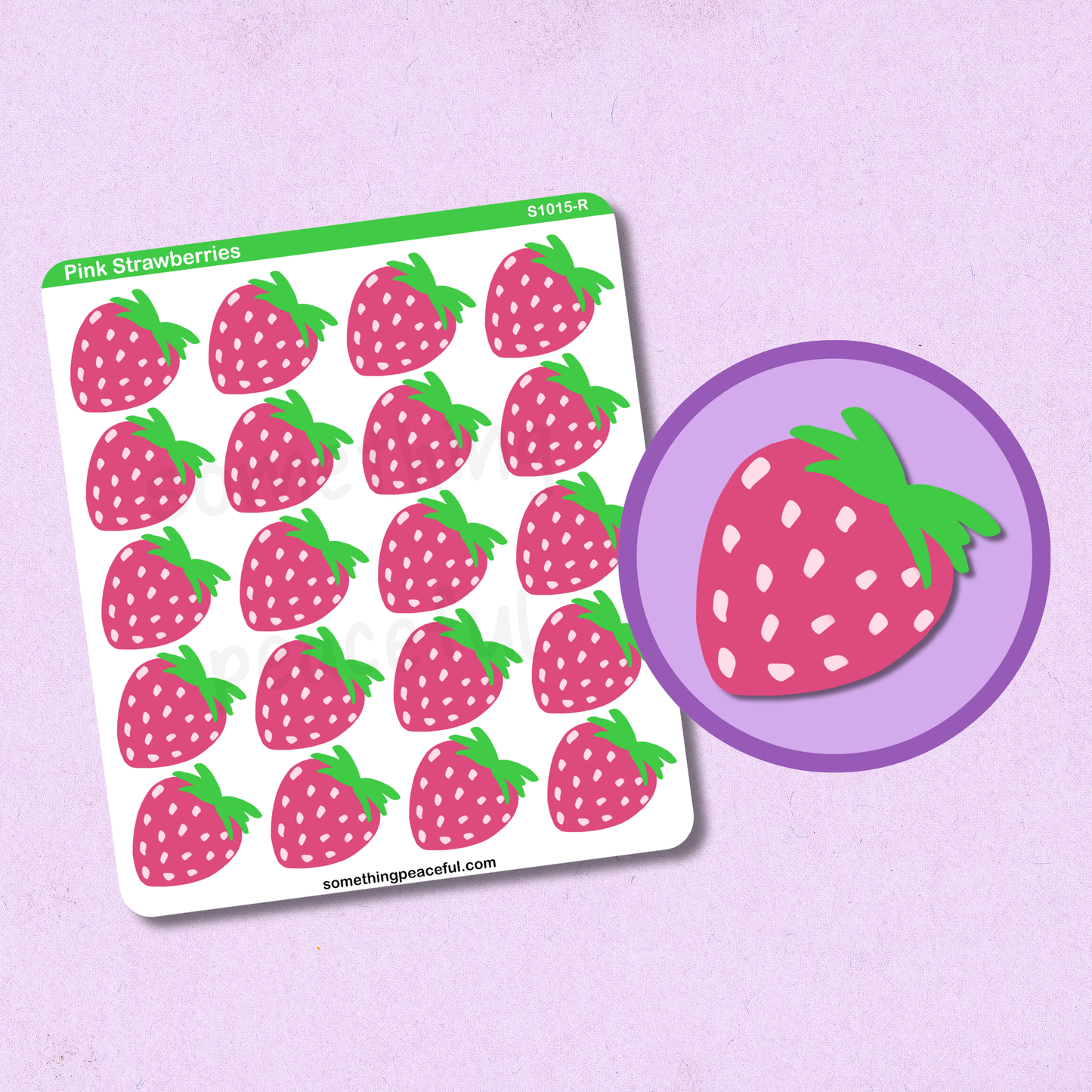 Pink Strawberry Icons Sticker Sheet