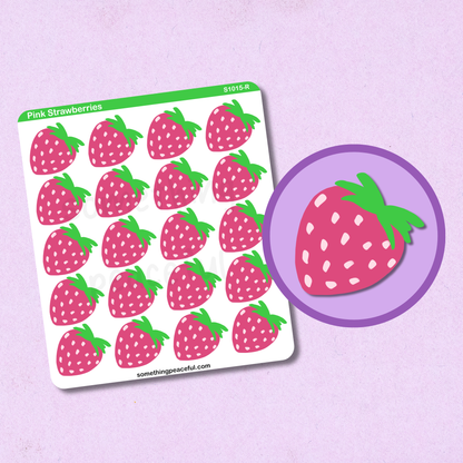 Pink Strawberry Icons Sticker Sheet