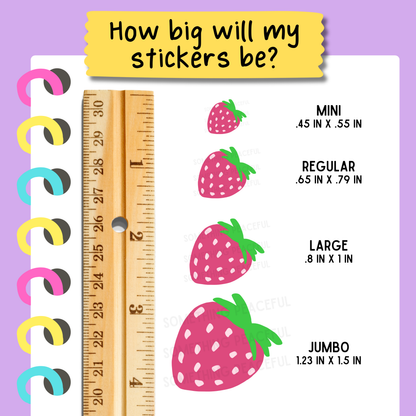 Pink Strawberry Icons Sticker Sheet