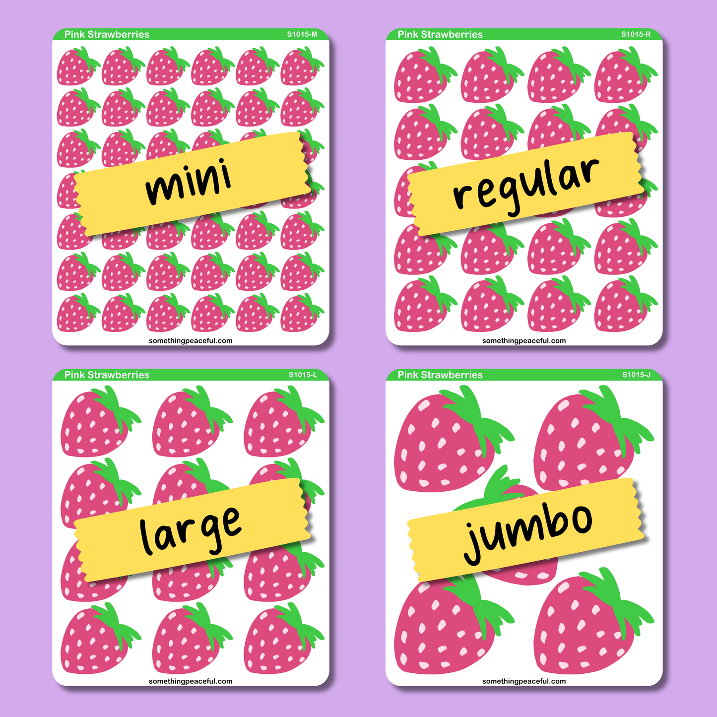 Pink Strawberry Icons Sticker Sheet