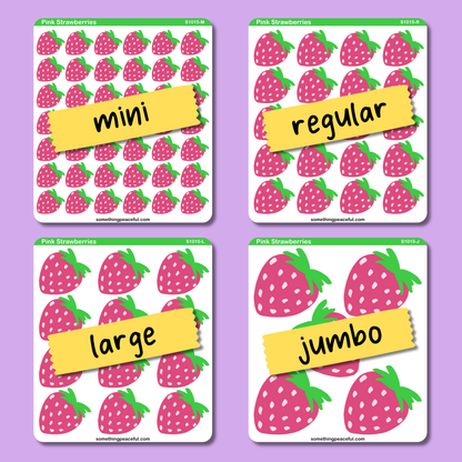 Pink Strawberry Icons Sticker Sheet