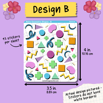Retro Geometric Shapes Sticker Sheet
