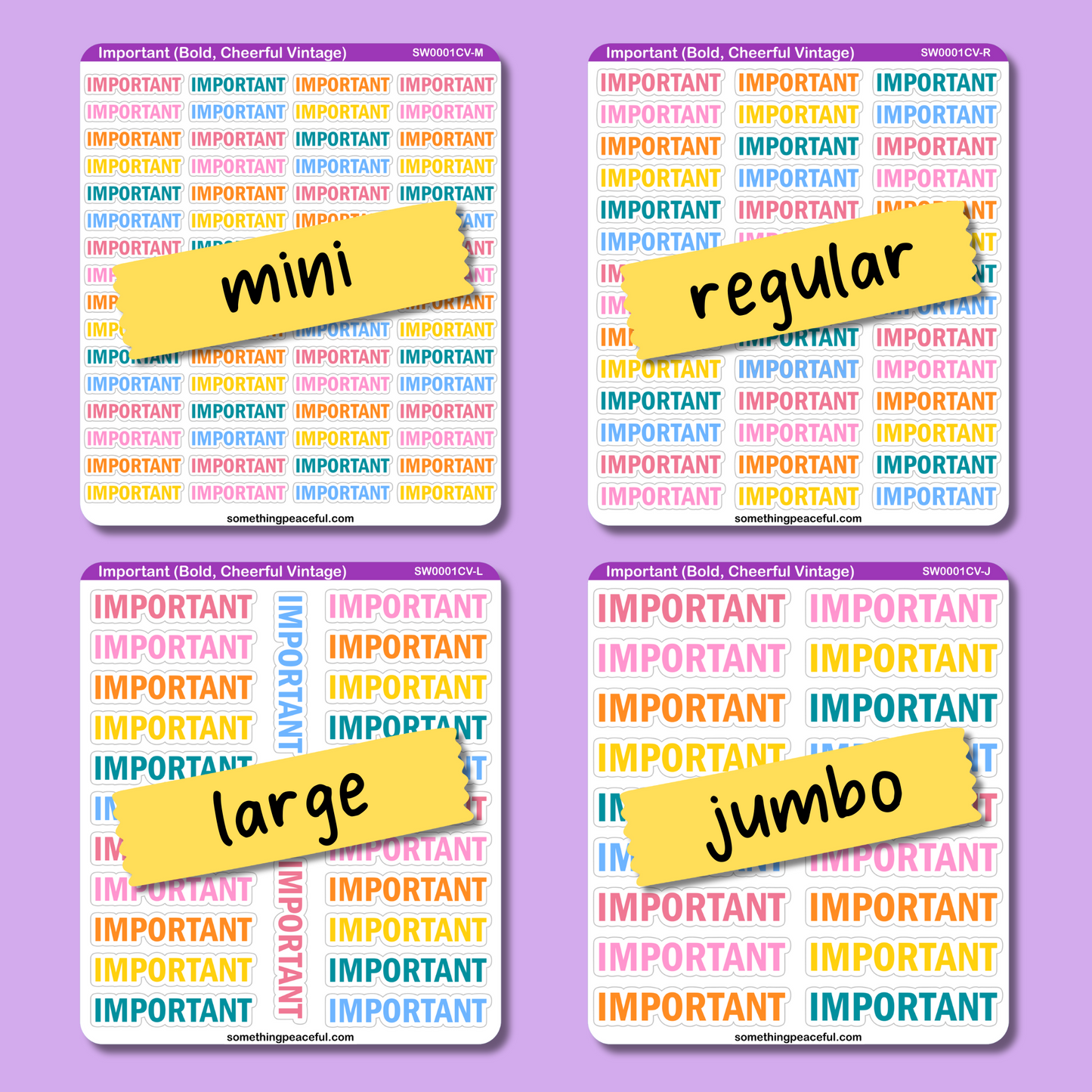 Important Bold Text Sticker Sheet - Customizable