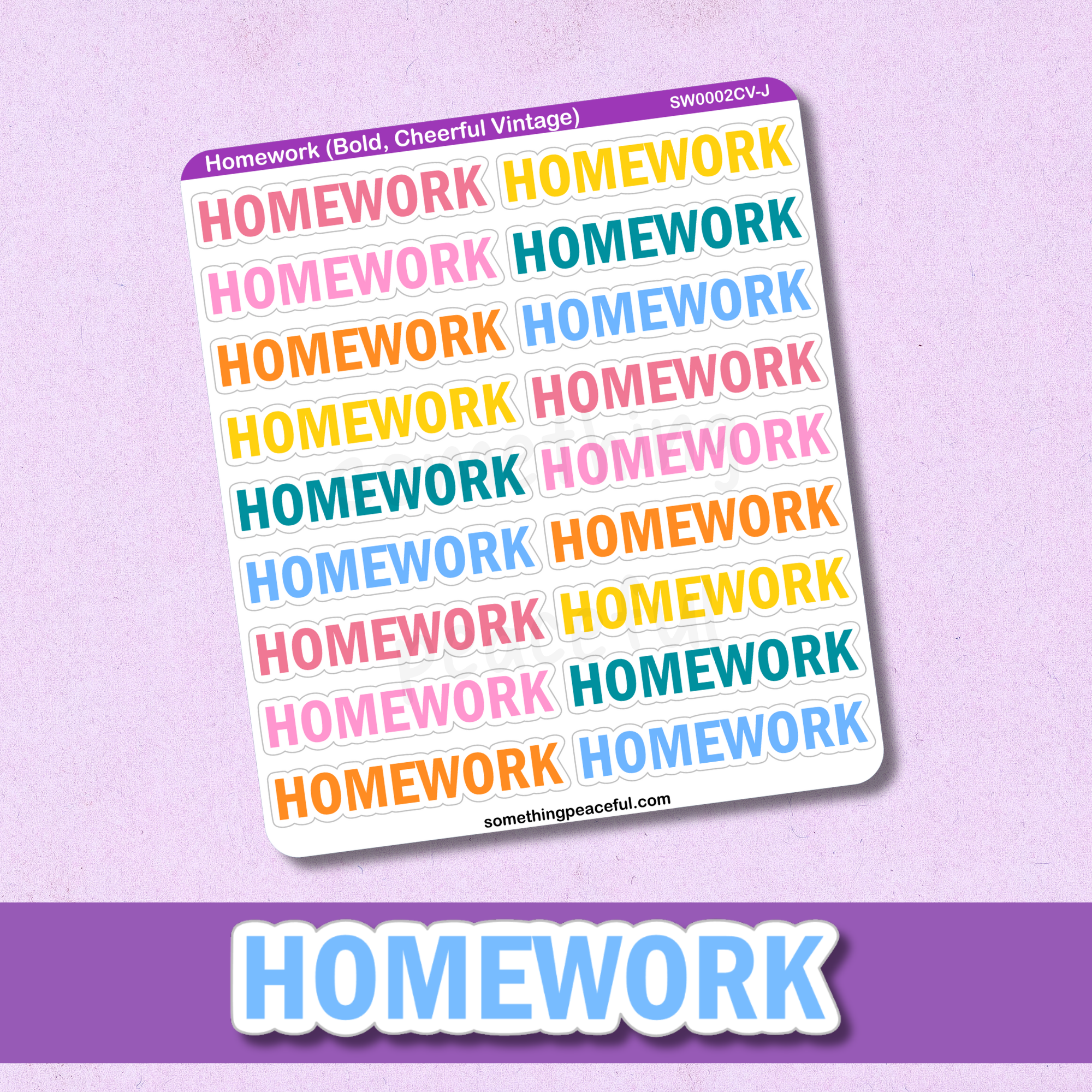 Homework Bold Text Sticker Sheet - Customizable – Something Peaceful
