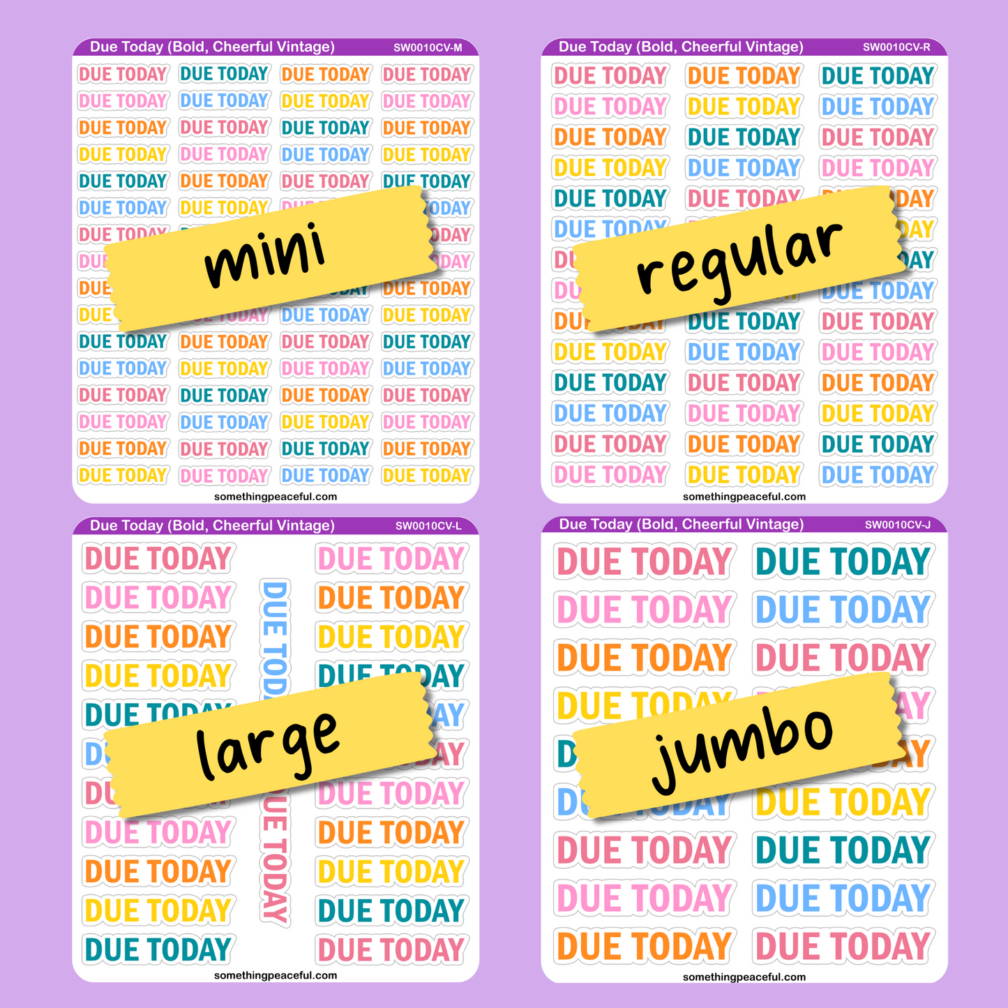 Due Today Bold Text Sticker Sheet - Customizable