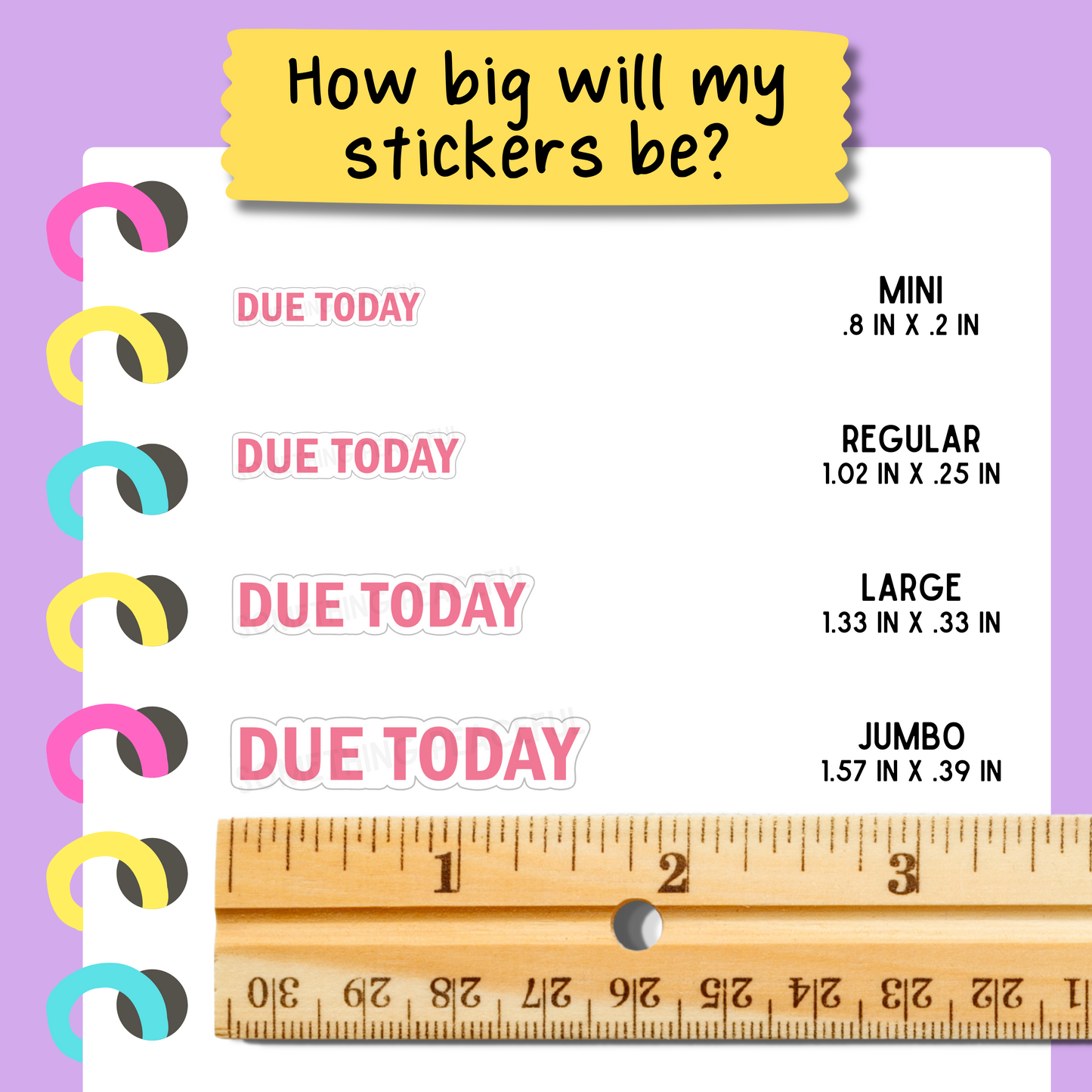 Due Today Bold Text Sticker Sheet - Customizable