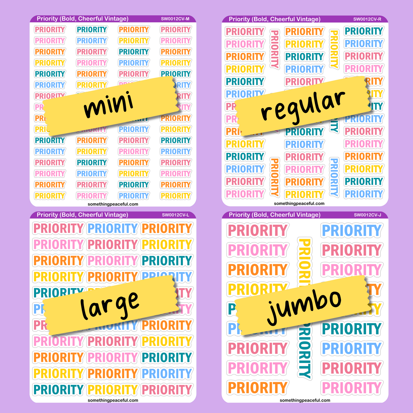Priority Bold Text Sticker Sheet - Customizable
