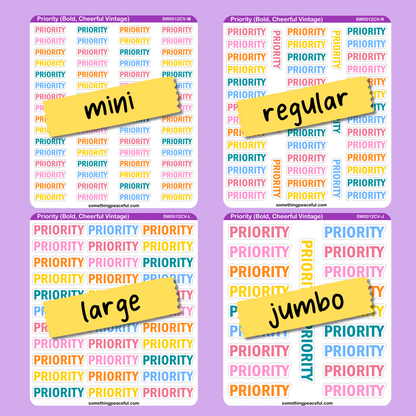 Priority Bold Text Sticker Sheet - Customizable