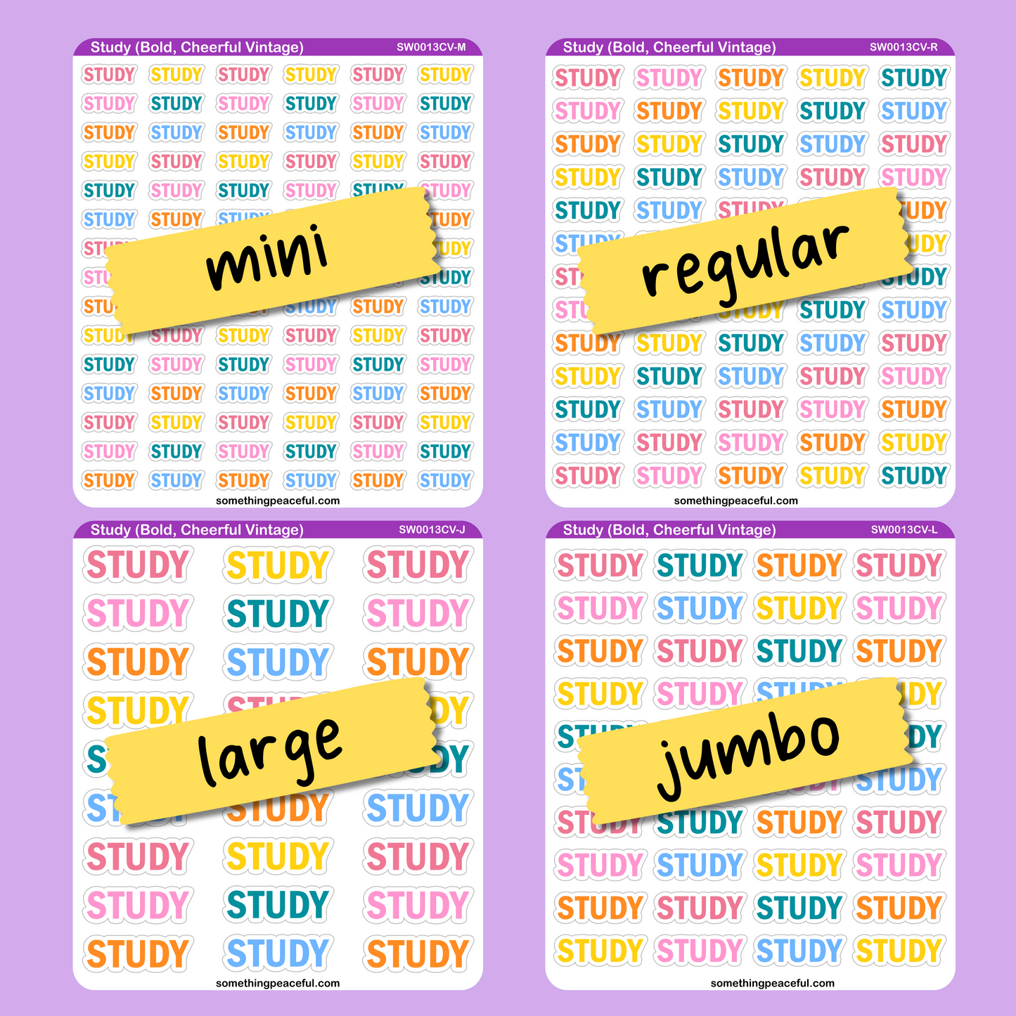 Study Bold Text Sticker Sheet - Customizable