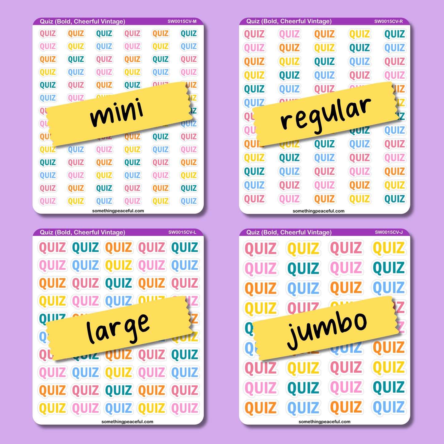 Quiz Bold Text Sticker Sheet - Customizable