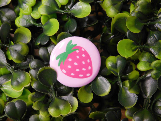 Pink Strawberry Doodle Pinback Button