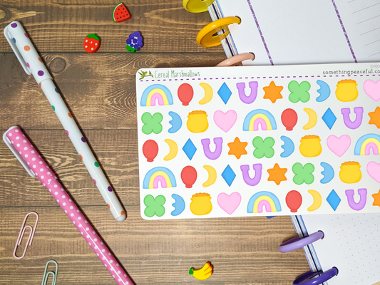 Cereal Marshmallows Stickers Sheet