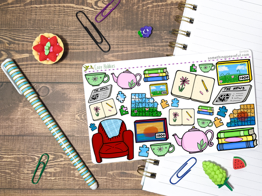 Cozy Hobby Doodles Stickers Sheet