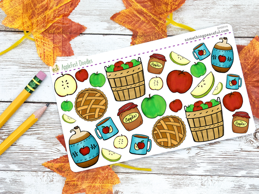 Apple Festival Doodles Stickers Sheet