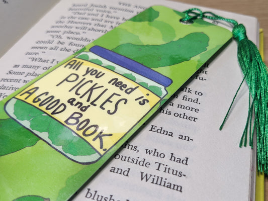 Pickles and a Good Book Bookmark